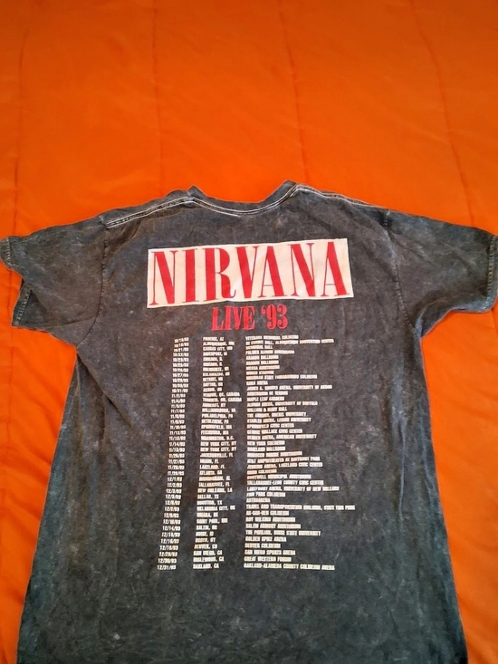 Nirvana Live '93 Tour Graphic T-Shirt Stonewashed 100% Cotton Size L - Picture 2 of 5